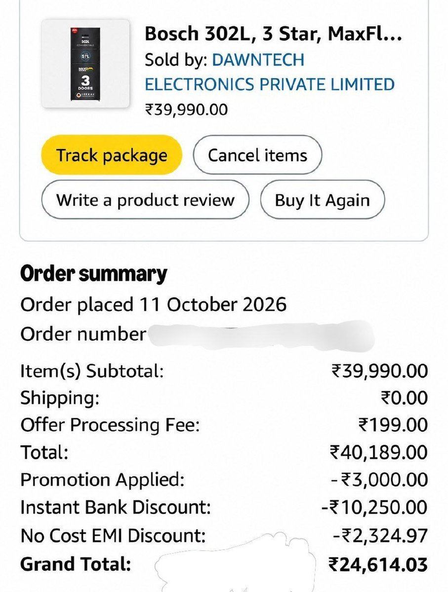 TechyBoostDeals's tweet photo. 🚨 LOOT FAST | Bosch 305L Triple Door Refrigerator at ₹24,749

https://t.co/Mlccy2R2vC

✅ Apply Coupon: FFGIF3000
✅ Use SBI Credit Card with 12-Month EMI for Extra Discount

💪 Big Deal! https://t.co/3F6GSLEY3L