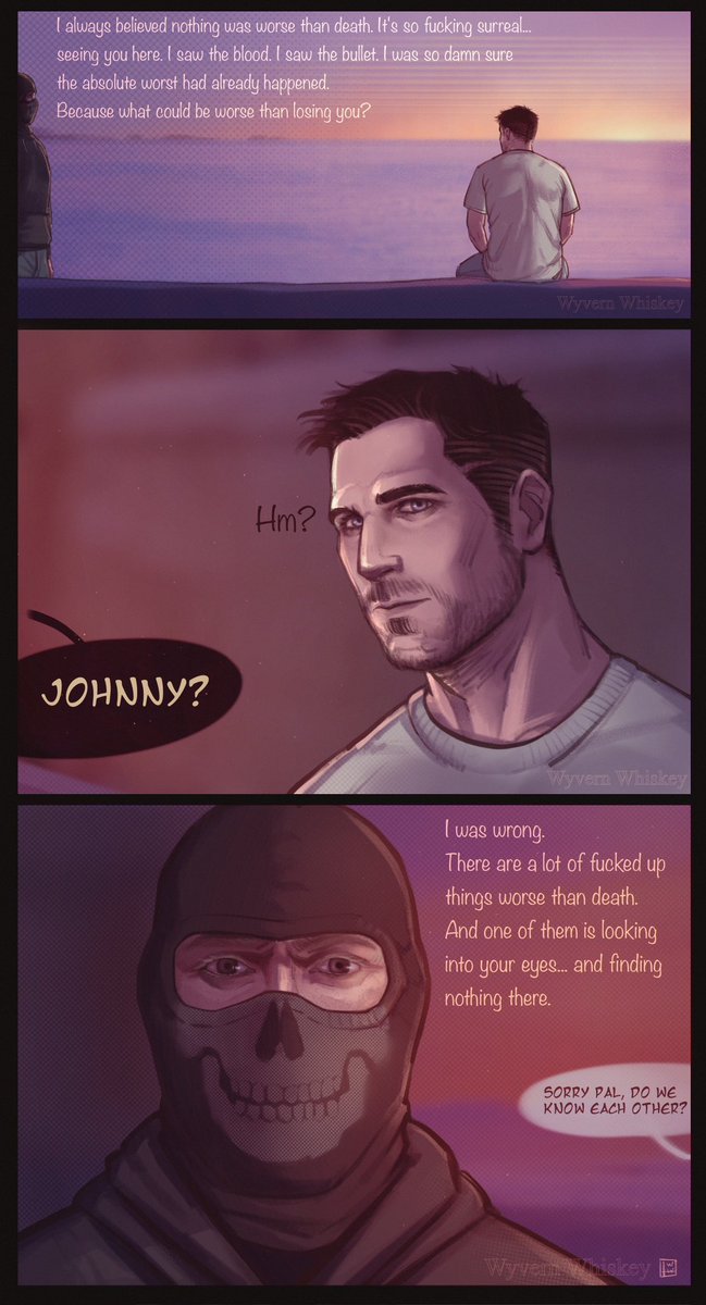 Wyvern_Whiskey's tweet photo. Loss.

A short AU where John survives, but loses his memory.
#ghostsoap https://t.co/2A76NR4ccm