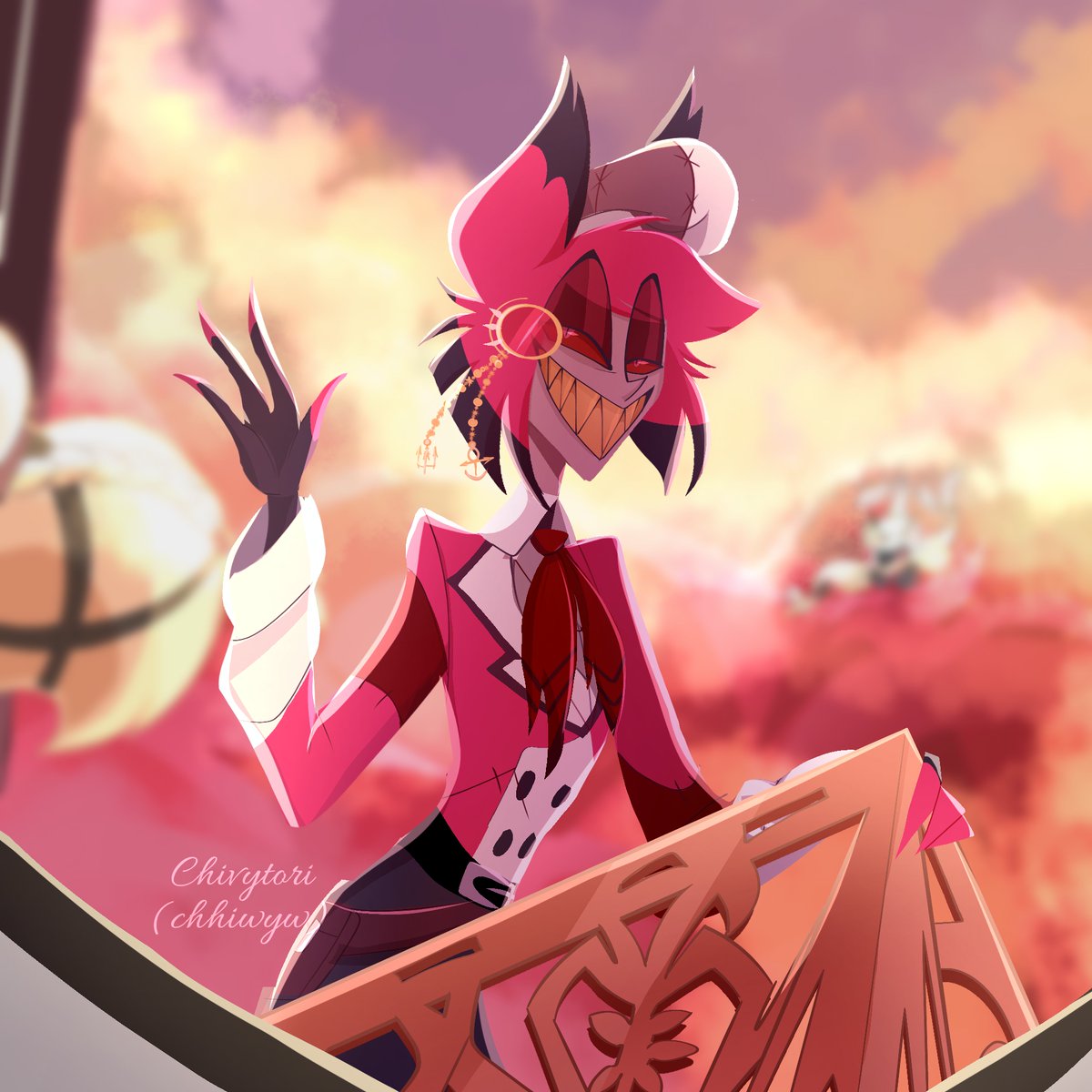 Chhiwyw's tweet photo. Lucifer is going down and he’s out here rizzing up angels ❤️
#HazbinHotel #HazbinHotelEmily #HazbinHotelAlastor #radiojoy https://t.co/uXKUeViFz5