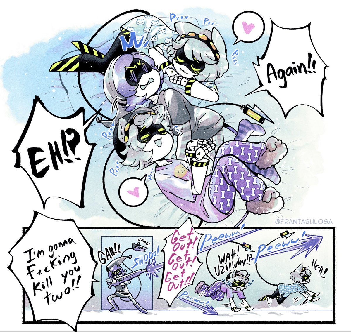 frantabul0sa's tweet photo. Room invasion 2: the roomening! This time invaded by TWO hot drones! When will it end??? Will Uzi ever get her privacy back?? #murderdrones #envuzi https://t.co/gOEftrfn2c