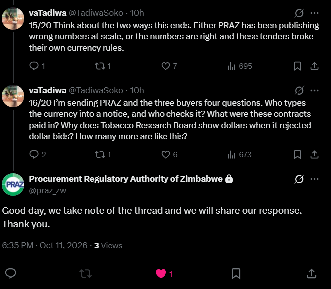 TadiwaSoko's tweet photo. PRAZ has responded. Thank you all for engaging.

For now we wait for their response. No further analysis on PRAZ data until we know the reliability of the data we are dealing with. https://t.co/Po0GNA7kK1