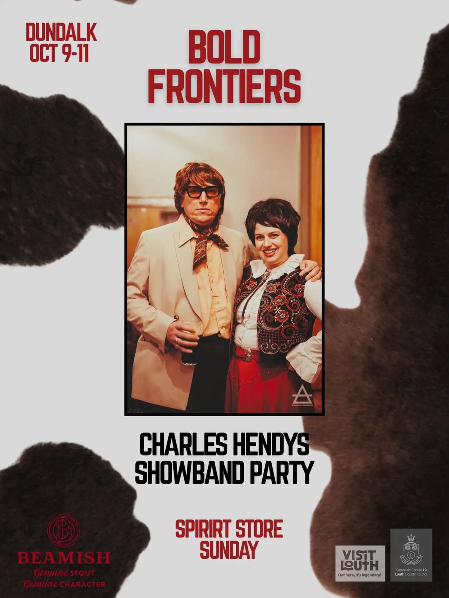 SpiritStore's tweet photo. SUNDAY 11TH OCT 
BOLD FRONTIERS PTS THE LAST DANCE. SEND THEM HOME SWEATING. 

Doors 8pm 
Cruel Sister 8.15pm 
Tongue Bundle 9pm 
Charles Hendy Showband 10pm https://t.co/q998PMe1gw 

This is how we close the Bold Frontiers Festival. https://t.co/RbSchGMGcZ