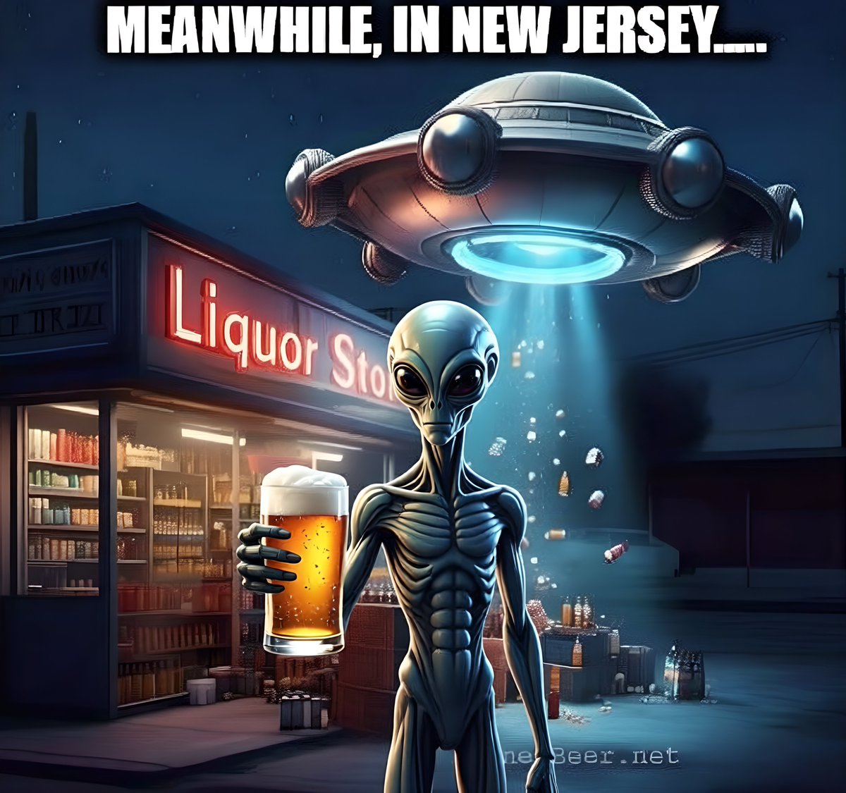 PLANETBEER1's tweet photo. Hey!..... Aliens make beer runs too! 🍺👽🛸 #BeerRun #Aliens #WeirdNJ https://t.co/2Snm5qlvV6