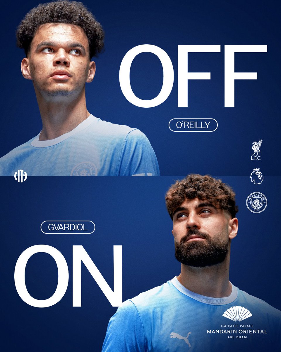 ManCity's tweet photo. 66. Gvardiol replaces O'Reilly 🔄

🔴 0-1 🩵 https://t.co/BI2YSTVYyx