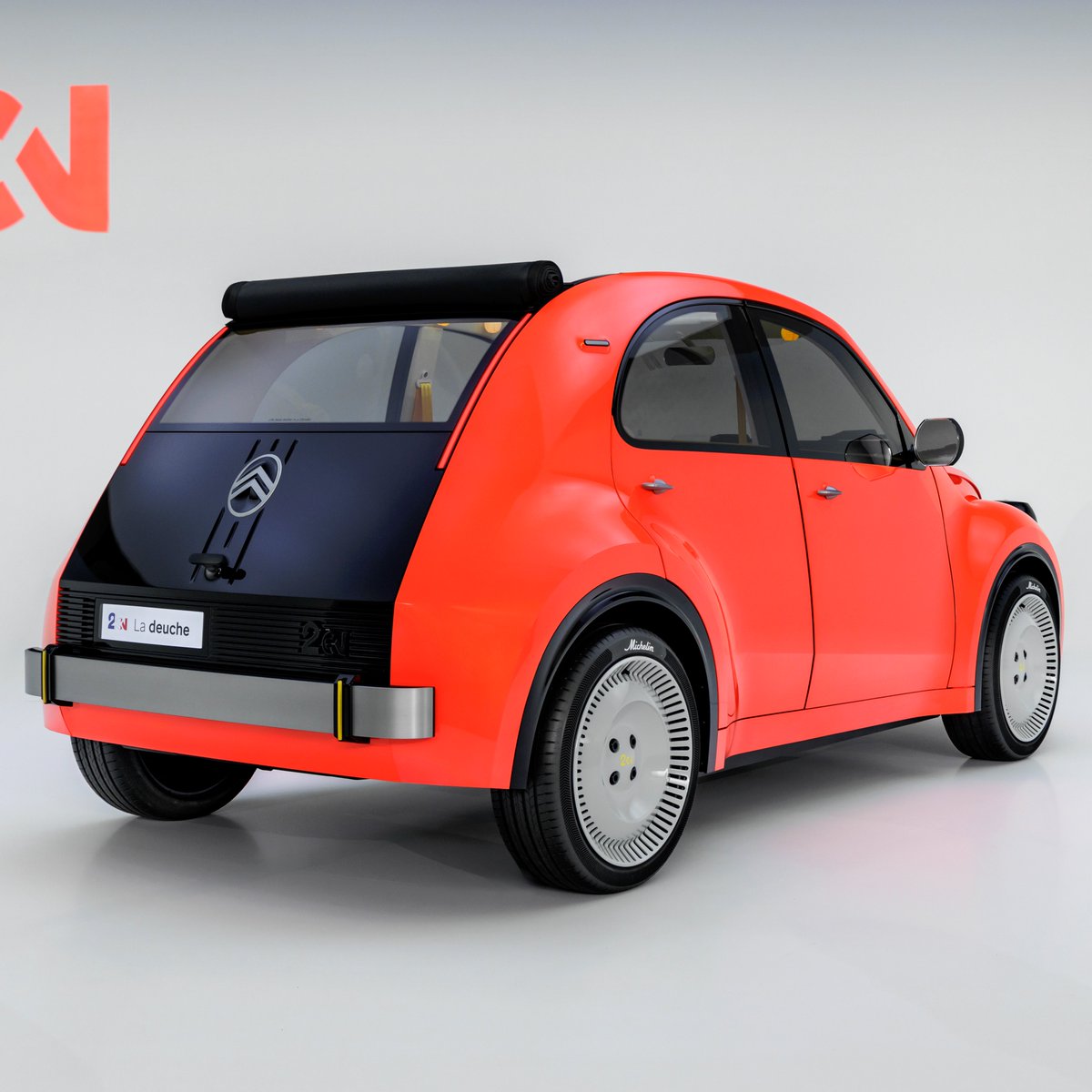 Motor1com's tweet photo. The Citroën 2CV is back as a low-priced, electric hatchback.

The new 2CV is smaller than the original, with plenty of retro design cues and colorful materials.

While this 2CV is just a concept, Citroën aims to have the production car ready by 2028. https://t.co/onIKc97Yhg