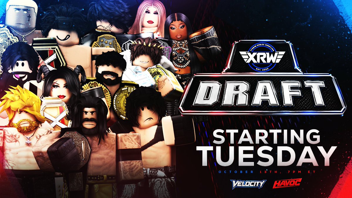 XRWNation's tweet photo. STARTING THIS TUESDAYπ¨
The Draft comes to you LIVE.
Whether you're a superstar looking to make a name for yourself, a returning signee etc.. now is YOUR CHANCE to be apart of the second ever #XRWDraft in history!
Which brand will YOU be representing? π΄π΅ https://t.co/5J2RBapAJe