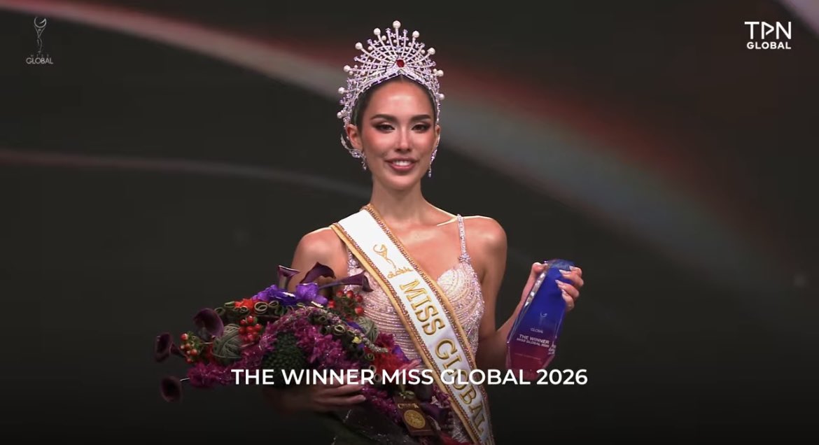 Skyboyz15's tweet photo. 👑 THE WINNER — MISS GLOBAL INTERNATIONAL 2026

🇹🇭 THAILAND — SAFFRON SNOOK ✨

Congratulations, 🇹🇭✨

1st Runner-Up : USA
2nd Runner-Up : Puerto Rico
#MissGlobalInternational2026 
#MissGlobal2026 #MissGlobal https://t.co/Vr5pH6PbKS