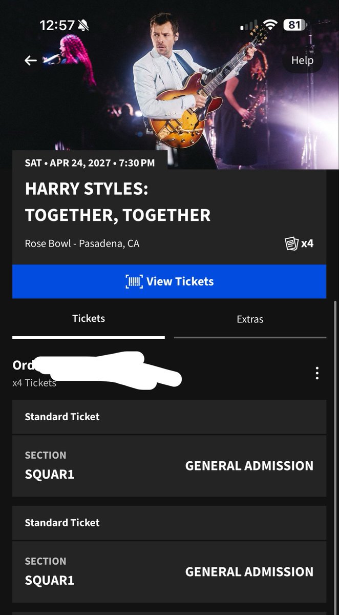 weyessblood's tweet photo. Selling ONE (1) square pod ticket to harry styles on 4/24 in pasadena at the rose bowl for $900 obo https://t.co/umSgPb6thg