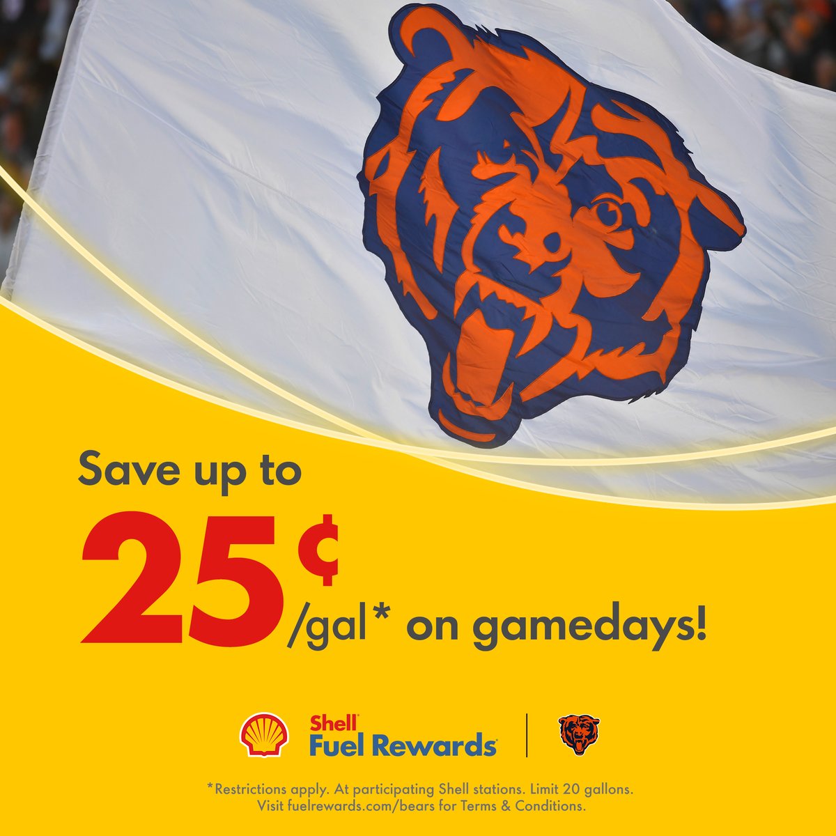 BearsLocal's tweet photo. Join Shell® Fuel Rewards® now and save up to 25¢/gal* on gameday.

➡️ https://t.co/AJse22Rh5R https://t.co/gpbkD0fsdv