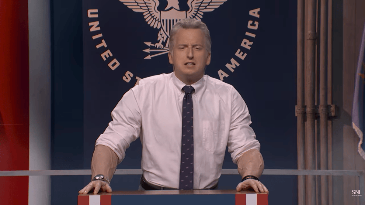 Mockingjay_us's tweet photo. Robert F. Kennedy Jr., played by James Austin Johnson on SNL: "We're also looking into something called testicular dementia." https://t.co/z7BOR1Tqn6