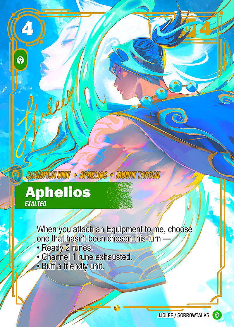 sorrowtalks's tweet photo. thank you for loving my aphelios riftbound cards 🩵 https://t.co/3HApvIB5bX