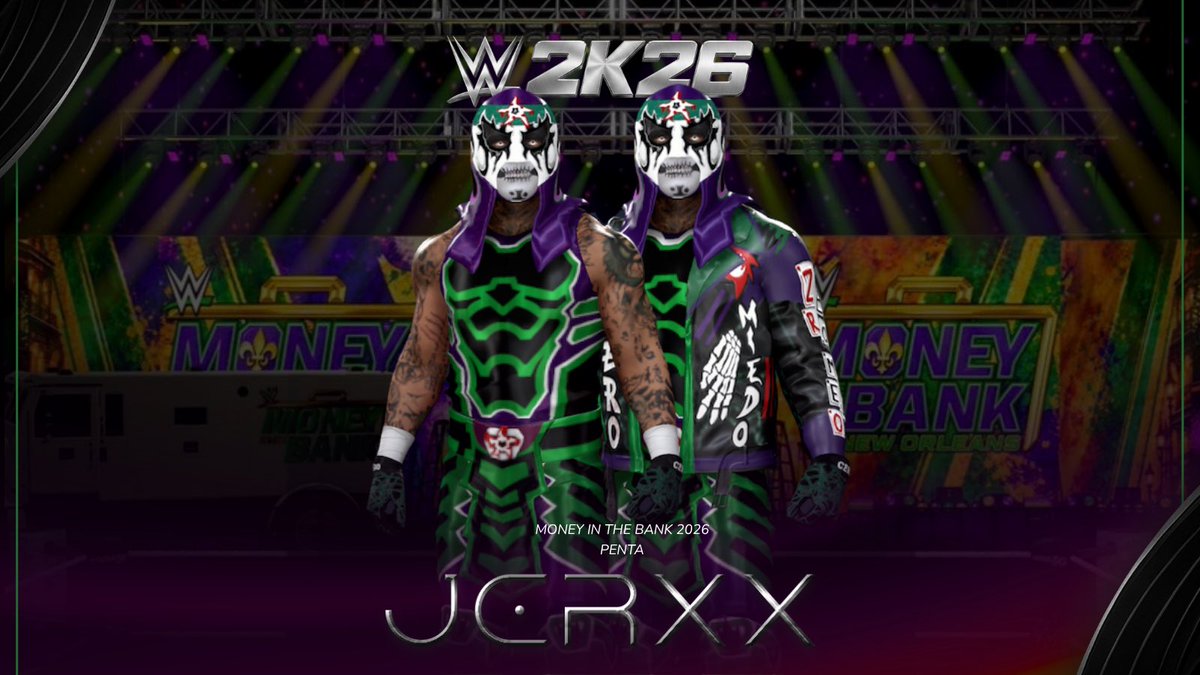 JerxxWWE's tweet photo. NEW UPLOAD ON COMMUNITY CREATIONS‼️
PENTA MONEY IN THE BANK New gear now available on #WWE2K26 in ALL CONSOLES.
Search Tag: JERXX
#WWERaw #LuchaLibreAAA #SmackDown #WWENXT https://t.co/z3sQIUJk5W