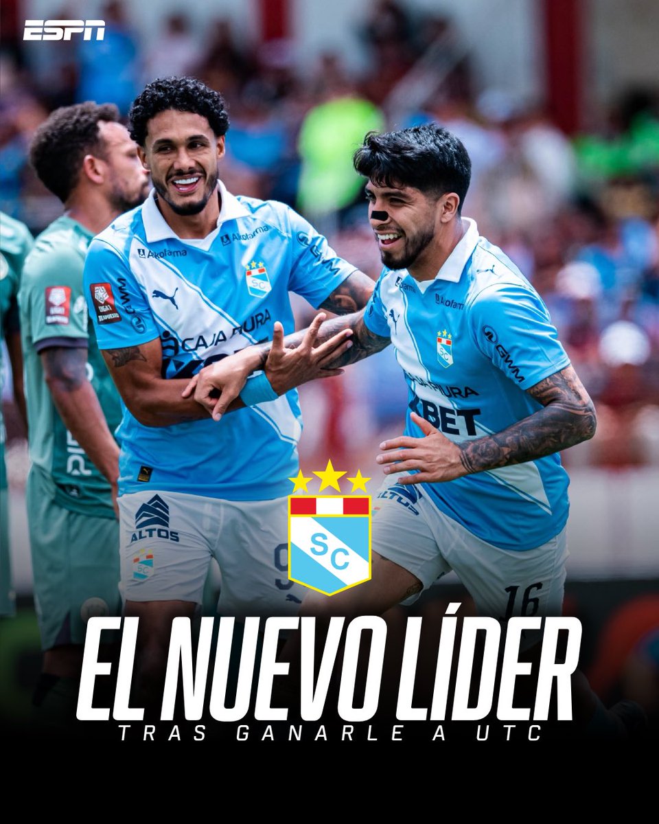 ESPNPeru's tweet photo. ¡TENEMOS NUEVO LÍDER EN EL TORNEO CLAUSURA!

Sporting Cristal venció 1-0 a UTC y por tener mayor cantidad de goles a favor (21) supera a Deportivo Garcilaso y Sport Huancayo para tomar el primer puesto.

⚽️ Luis Ibérico anotó el único gol del compromiso. https://t.co/2BdVg3zwft