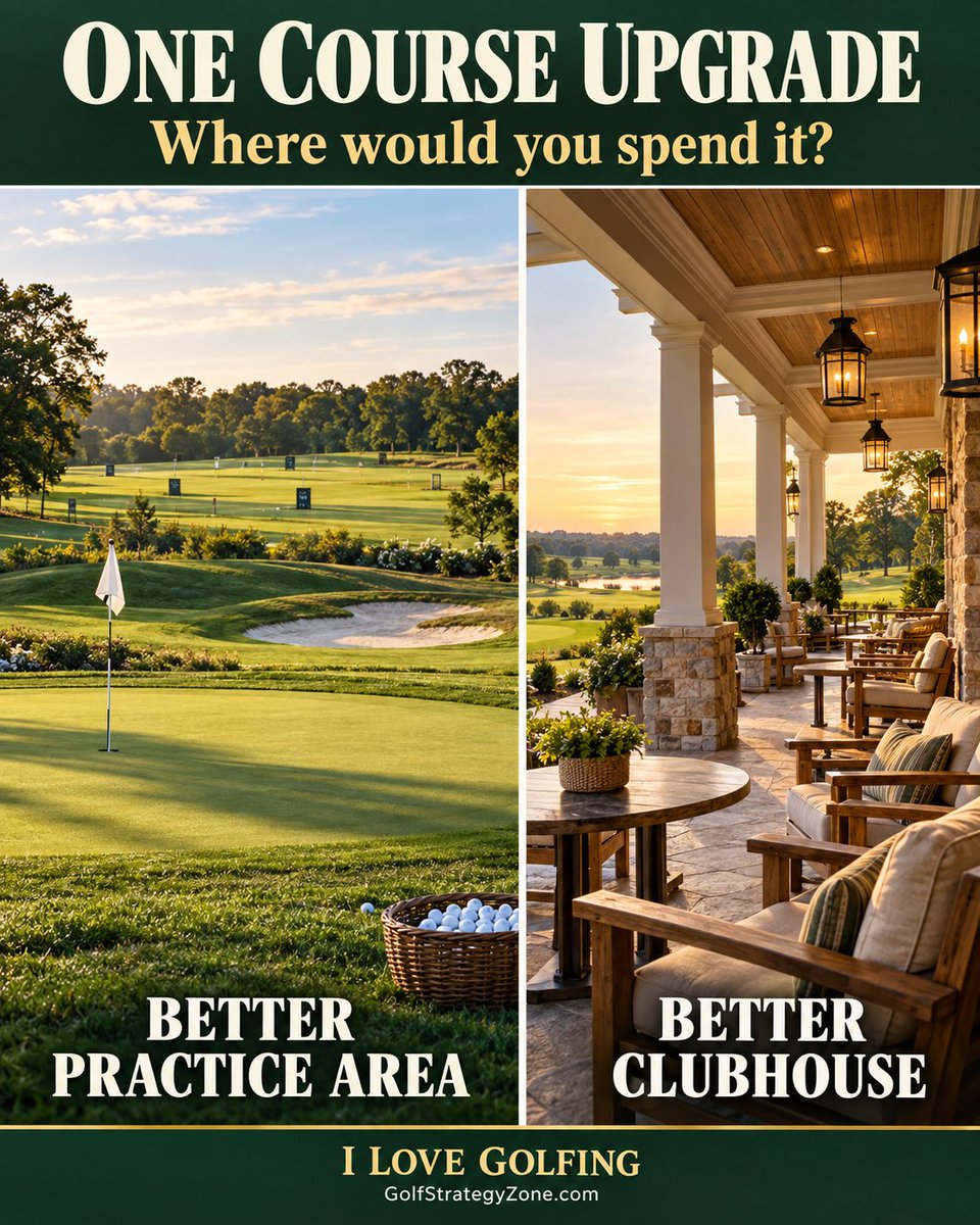 GolfStrat's tweet photo. Suppose your regular course could make one big improvement, and golfers got the deciding vote. Would you want a better practice area with room to work on the shots that give you trouble? Or a more comfortable clubhouse where the group could settle in after the round? There’s a https://t.co/ugeG5cEa8m