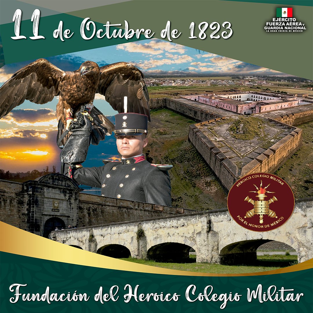 Defensamx1's tweet photo. 11 de octubre de 1823, fundación del Heroico Colegio Militar.

El 11 de octubre de 1823, el General José Joaquín Herrera, Ministro de Guerra y Marina, expidió el decreto para la creación del Colegio Militar el que se ubicó en la fortaleza de San Carlos de Perote, denominándose Colegio Militar de Perote, dependiente de la Comandancia General de Veracruz.

#EjércitoMexicano #FuerzaAéreaMx #GuardiaNacional
