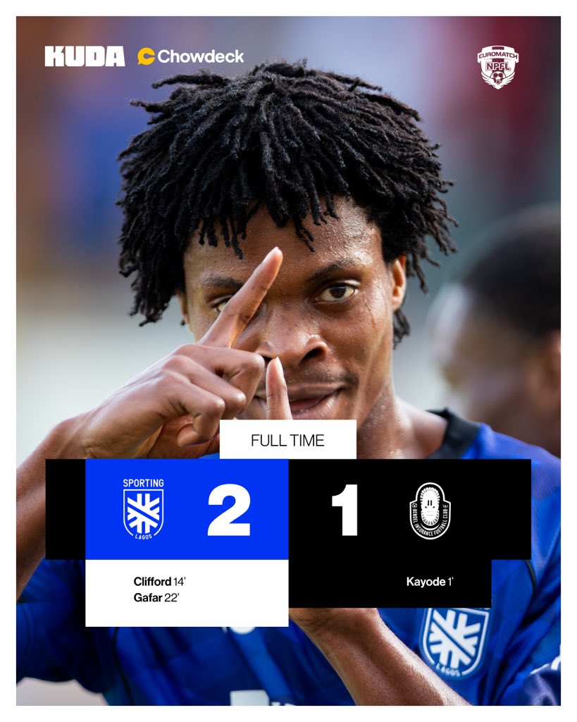 SportingLagos's tweet photo. A comeback victory at home 💙 https://t.co/4NiOtjWYpA