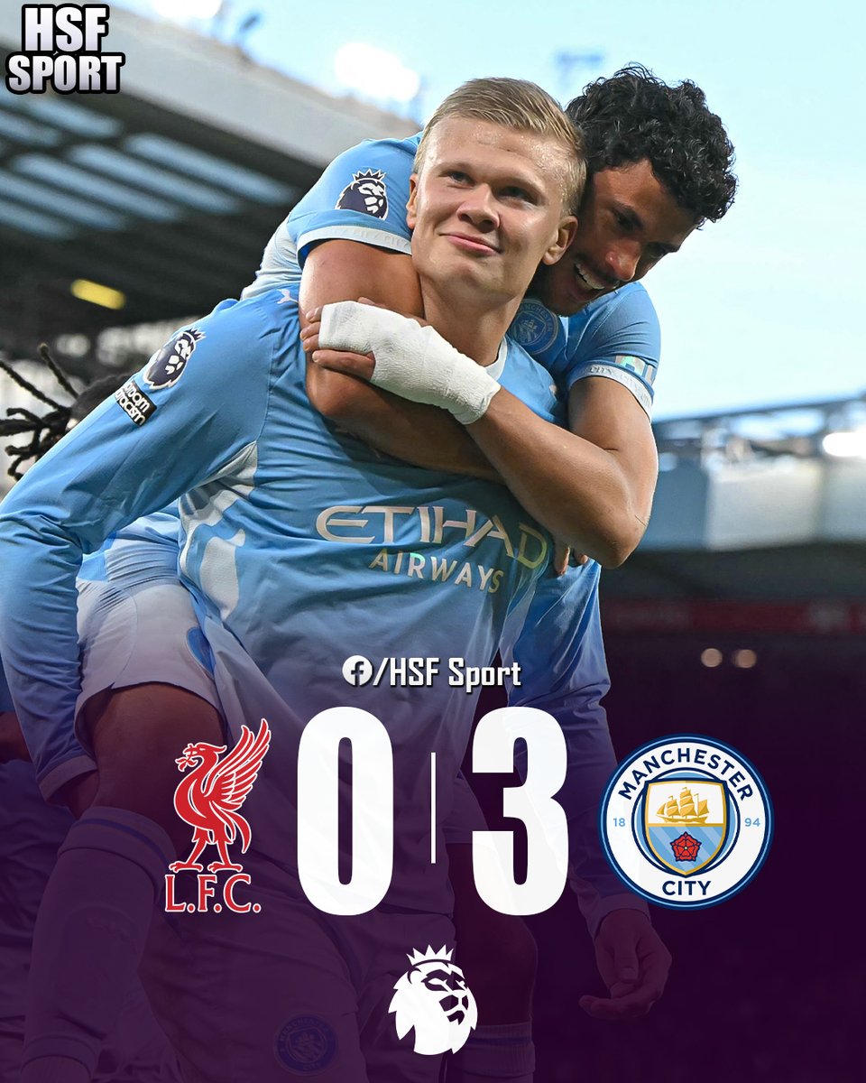 HSFSport's tweet photo. Manchester City ganó 0-3 ante Liverpool en la jornada 6 de la Premier League con goles de Haaland, Doku y Cherki.

#Liverpool #ManchesterCity #PremierLeague https://t.co/pMOnkwTpCn