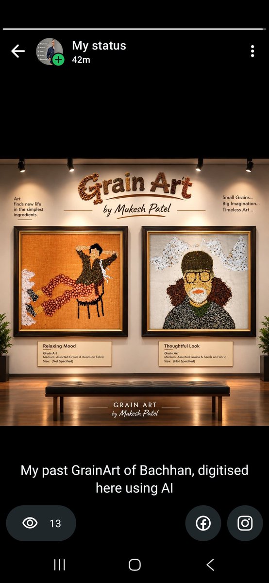 PatelAuthor's tweet photo. My past #GrainArt of Mr  @SrBachchan Sir.  #HappyBirthdayAmitabhBachan digitized into frame using AI. #artwork #art 

From Deewar to Unchai.. https://t.co/OSBQ1JM7zx