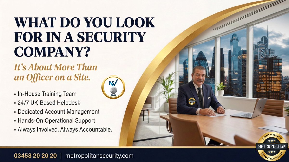 MetropolitanSS2's tweet photo. 🔐 WHAT DO YOU LOOK FOR WHEN CHOOSING A SECURITY COMPANY TO PROTECT YOUR BUSINESS?

💷 Is it price?
🏆 Is it accreditations?
👮 Is it the quality of the officers?

📞 Or is it knowing that when you need support, someone will actually answer the phone? https://t.co/EwwL5h1Fwq