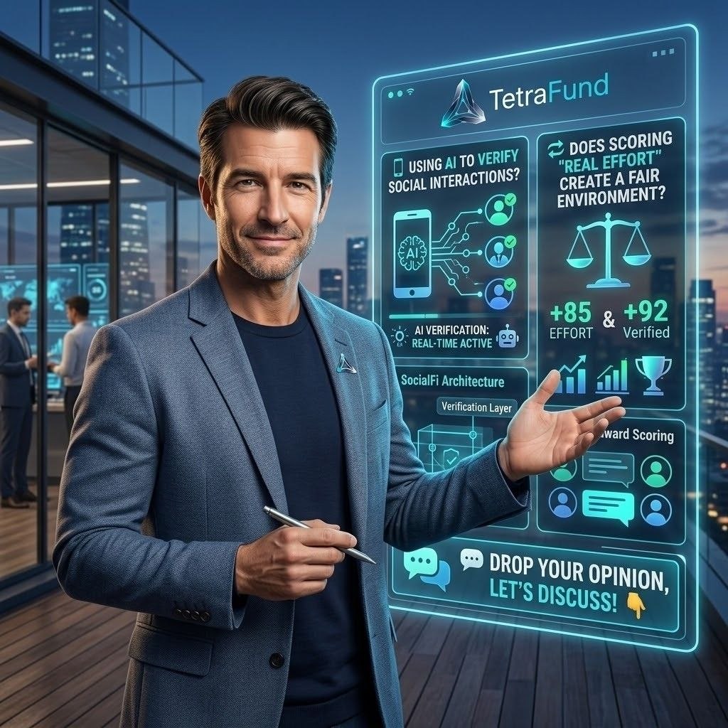 Tetra_Fund's tweet photo. 📱 How do you like us using AI to verify Tetra Social interactions? 

🔄 Does scoring real effort create a fair environment in your opinion? 

💬 Drop your opinion, let's discuss SocialFi architecture together! 

#SocialFi #EngageToEarn #TetraSocial #Web3 https://t.co/oTPkpULKG3