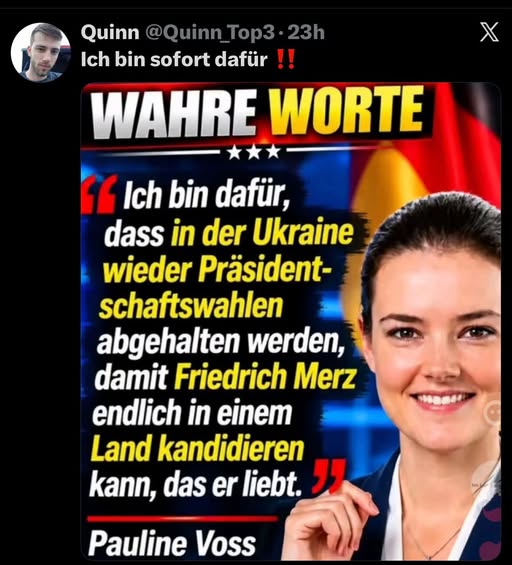 ralf_rat's tweet photo. SATIRE  +  Spott: ...... Hallo Merz,  wär das nicht
was für dich?  Ehrenvoller, geliebter, ewiger Kanzler der Ukraine.
🥒
Selbst Putin dürfte  "angenehm"  überrascht sein.   Und wir erst
in Deutschland:   Ein neuer   STAATSFEIERTAG...!!
🇩🇪 https://t.co/99P5a7fS22