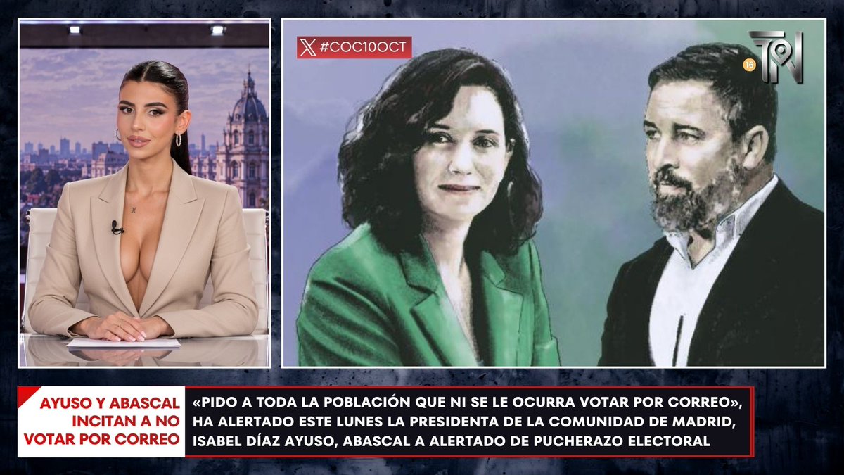 TerradoNews's tweet photo. 🚨 @__hookah__ analiza la polémica por las alertas de Isabel Díaz Ayuso y Santiago Abascal sobre el voto por correo.
🎙️ "Ayuso pide no votar por correo y Abascal alerta de un posible pucherazo electoral. ¡La polémica está servida!"
⭕️ #CoC11Oct https://t.co/fV2G7rCf8L
