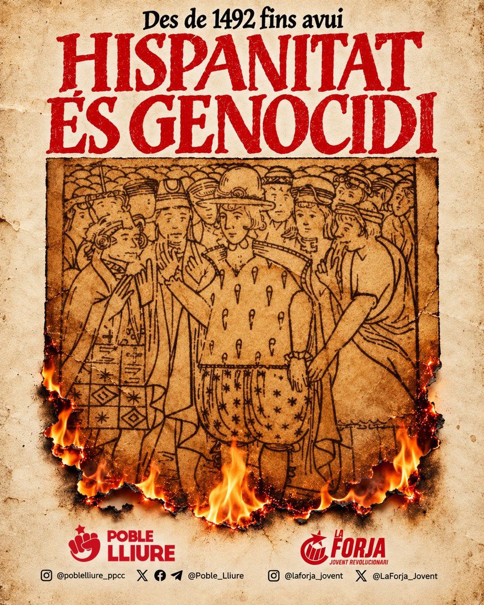 Poble_Lliure's tweet photo. Des de 1492 fins avui, a Abya Yala, els pobles africans i els pobles ocupats de la península:

Hispanitat és genocidi!
12 d’octubre, res a celebrar!

https://t.co/8wu4PQAwAX https://t.co/7sPfOCONX8