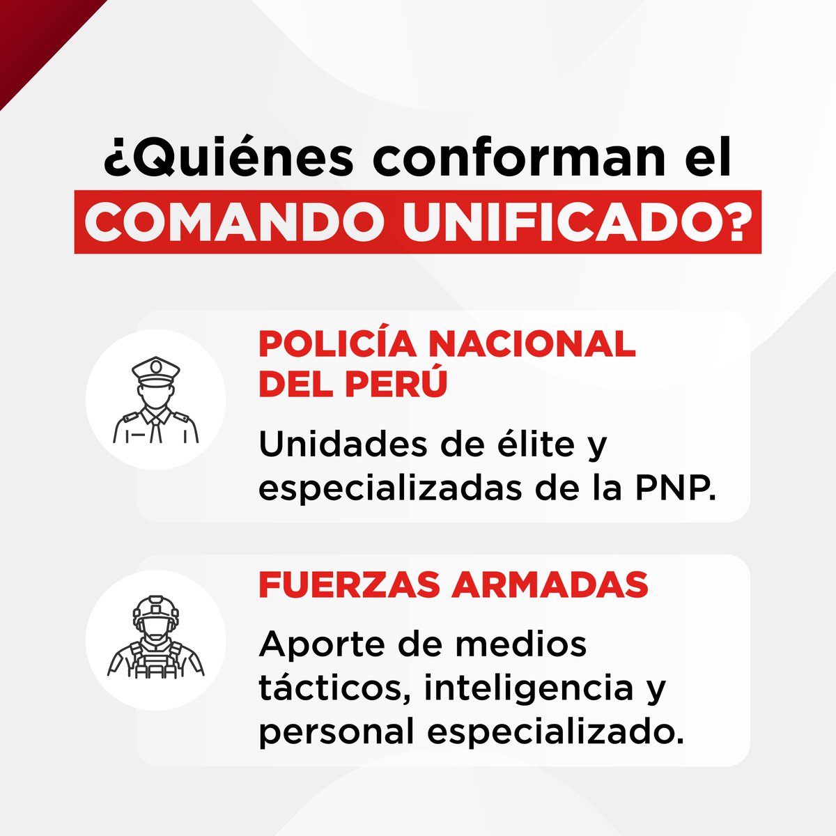 MininterPeru's tweet photo. 🇵🇪 ¡UNIDOS FRENTE A LA CRIMINALIDAD!

Es momento de dejar claro de qué lado estamos: de la violencia o de la paz; de los delincuentes o de los ciudadanos que merecen vivir seguros.

A través del #ComandoUnificado, la @Policia_Peruana y le @CCFFAA_PERU unen sus capacidades para enfrentar al crimen organizado, recuperar el control territorial y devolver la tranquilidad a los peruanos.