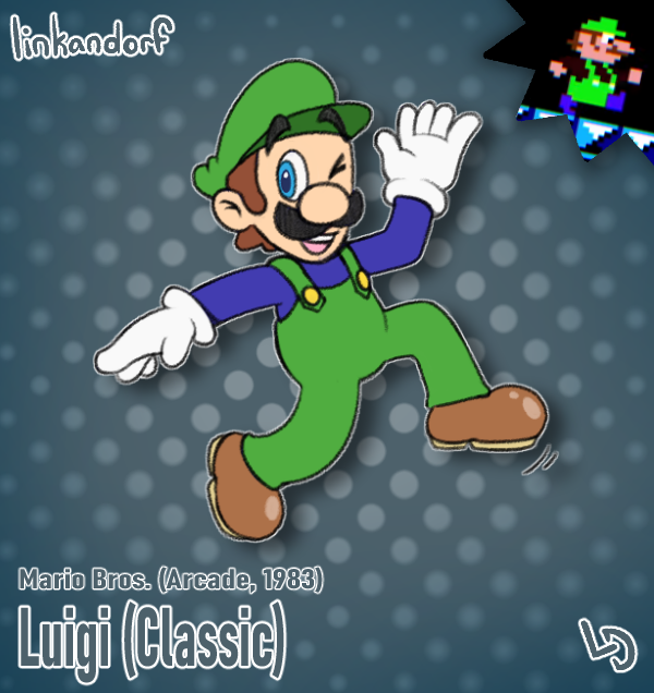 everymariochara's tweet photo. #26 - Luigi (Classic)

Mario Bros. (Arcade, 1983)

Jumpman's brother, now donning his own classic fit. Technically, he first appeared in the Game &amp; Watch iteration of Mario Bros., but don't tell anybody. https://t.co/bWDOOqEMD3