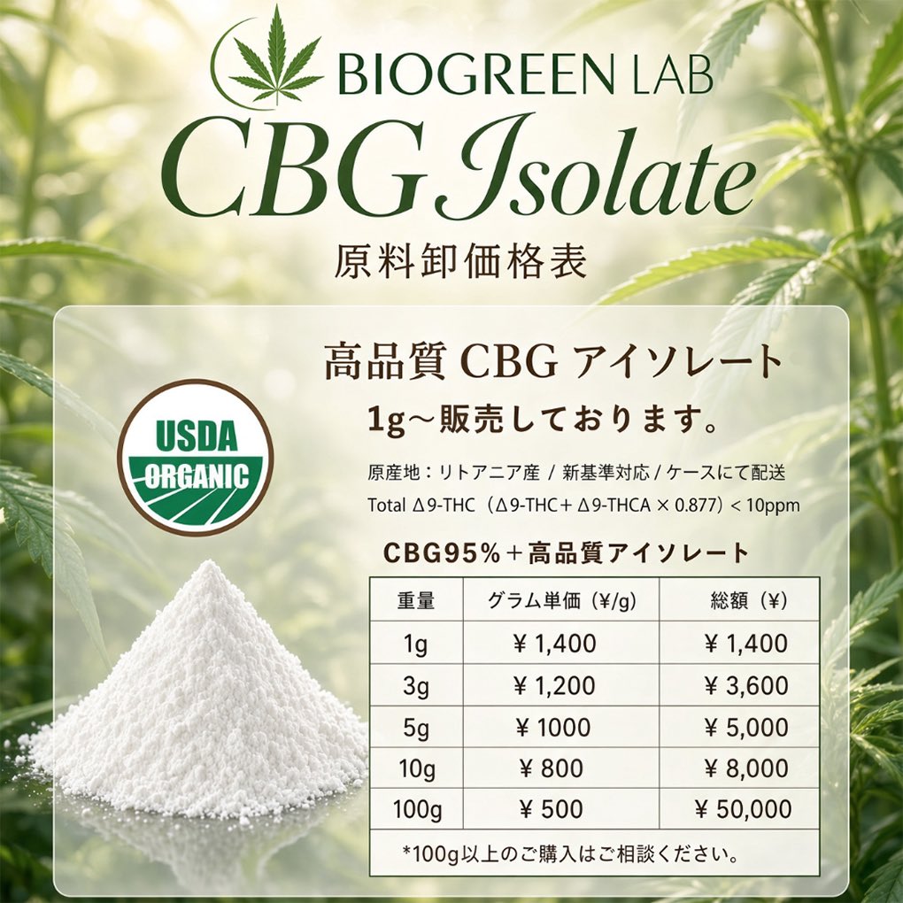 BGLJAPAN's tweet photo. 新鮮なCBD、CBG95%ピュアアイソレート扱っております🧑🏻‍🔬新規格完全検査済み原料です。オーガニック水準。共にくすみのないホワイトで、CBDは粒のクリスタルパウダー、CBGはふわふわのパウダーになっております🧑🏻‍🔬少量からでもご購入頂けます🧑🏻‍🔬

リキッドやエディブル、ハーブ製造にお使い頂けます🧑🏻‍🔬
#CBD #CBG #アイソレート