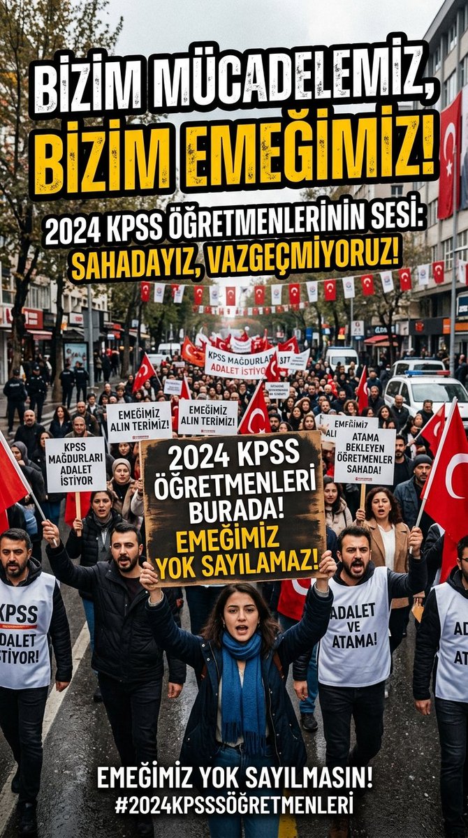 nci1663096's tweet photo. Dün ve bugün yayımlanan videoda 2024 KPSS sürecindeki mücadelemize ait görüntüleri gördük. Ancak yıllardır verdiğimiz emeklerin ve yaşadığımız zorlukların, sanki başka bir grubun mücadelesiymiş gibi yansıtılması bizi derinden üzdü.

O görüntülerin ardında bizim alın terimiz, gözyaşlarımız, ziyaretlerimiz, görüşmelerimiz, dilekçelerimiz ve meydanlarda yükselttiğimiz sesimiz vardı. Biz aylarca emeğimizin karşılığını alabilmek, sesimizi duyurabilmek için mücadele ettik.

Kimsenin emeğini küçümsemiyor, mücadelesini yok saymıyoruz. Ancak bizim emeğimizin de yok sayılmasını kabul etmiyoruz. Çünkü bu mücadele, 2024 KPSS öğretmenlerinin ortak emeği, ortak hafızası ve ortak yarasıdır.

Biz oradaydık. Biz mücadele ettik. Biz bedel ödedik. Beklentimiz yalnızca emeğimizin hakkıyla anılması ve gerçeğin olduğu gibi anlatılmasıdır.

2024 KPSS öğretmenlerinin mücadelesini anlatırken, bu mücadelenin gerçek sahiplerinin emeğini görmezden gelmeyin. Çünkü emeğin hakkını teslim etmek de en az mücadeleyi anlatmak kadar önemlidir.
2024 KPSS İLE EK ATAMA BEKLEYEN ÖĞRETMENLER
@turkegitimsen @TalipGeylan06 @orhankutuk41 @sdolgun01 @cccoskunkaya  

#2024KPSSEmeğiGörülmeli
#24KpssYokSayılamaz