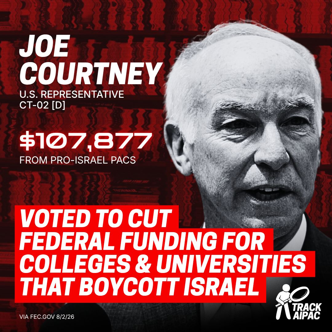 TrackAIPAC's tweet photo. Rep. Joe Courtney voted to punish schools for engaging in boycotts against Israel. #CT02 https://t.co/pwuBOfvFqT