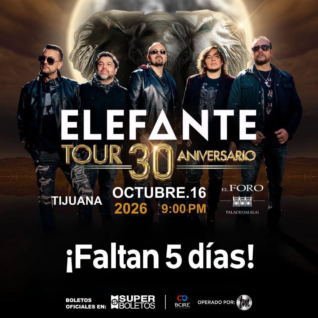 TijuanaLocal's tweet photo. A 5 días del gran concierto de Elefante en Tijuana. https://t.co/3huYHVSyPX