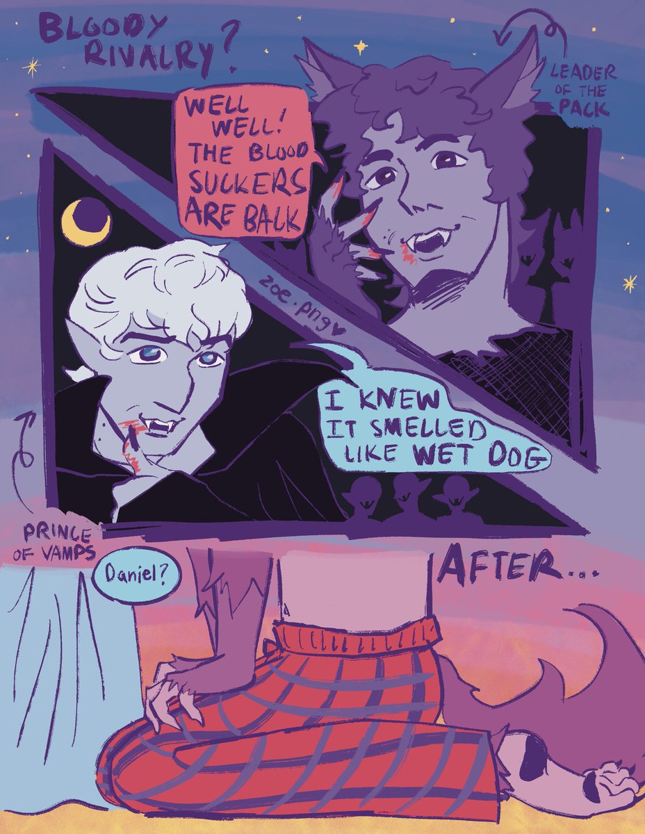 zoepngs's tweet photo. rivals by night…secret lovers by day…🐺🧛🏻🐾 #phanart https://t.co/atXAKKFueM