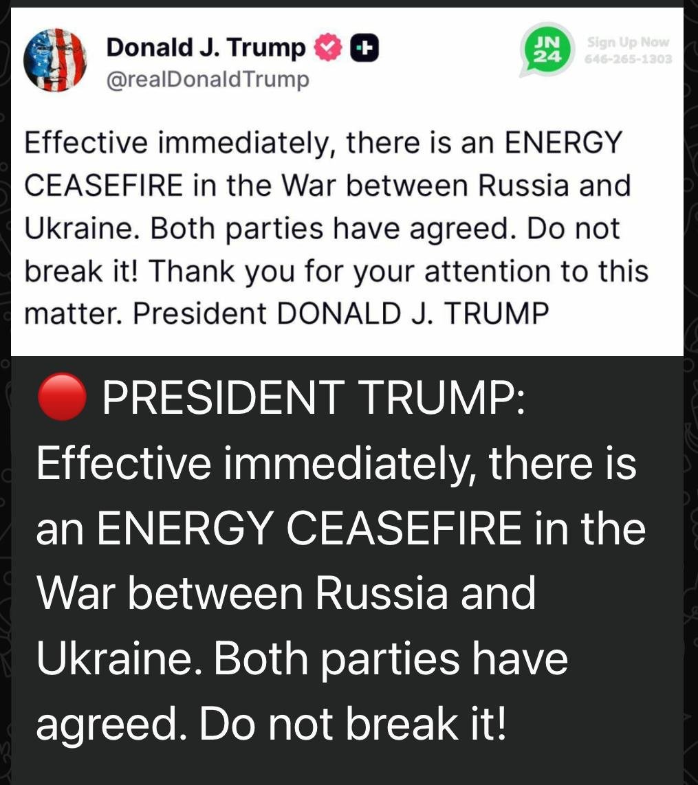 maibortpetit's tweet photo. #Urgente @POTUS anuncia cese al fuego entre Rusia y Ucrania hay un acuerdo de las partes. https://t.co/qIDVoS9ei4
