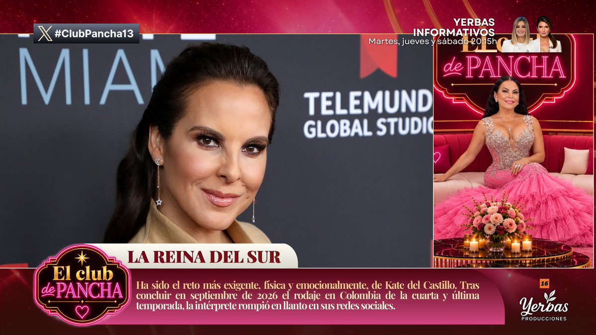 ElClubdePancha's tweet photo. 👑La reina del Sur.

💪Ha sido el reto más exigente, física y emocionalmente de Kate del Castillo. Tras concluir en septiembre de 2026 el rodaje en Colombia de la cuarta y última temporada, la intérprete rompió en llanto en sus redes sociales.

💋#ClubPancha13 https://t.co/CWXzgiQ6XF