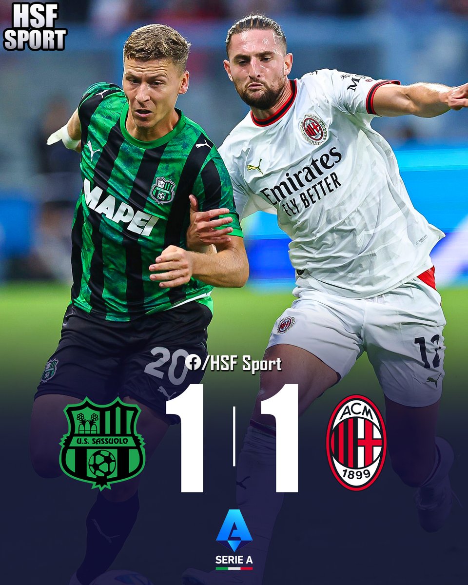 HSFSport's tweet photo. Milan empató 1-1 ante Sassuolo en la jornada 6 de la Serie A.

#Sassuolo #Milan #SerieA https://t.co/7sPe3yBscc