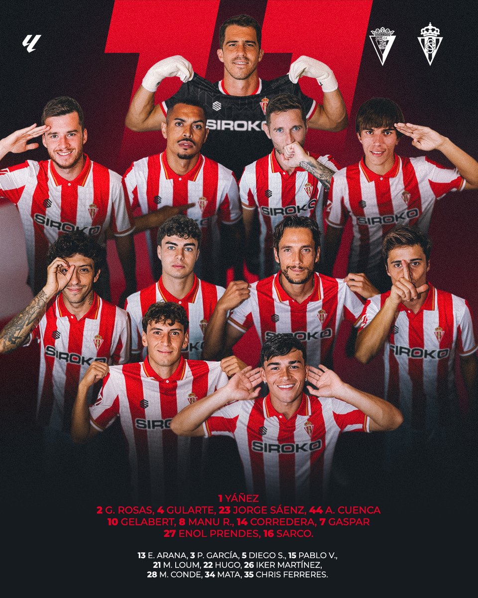 RealSporting's tweet photo. ♟ 𝑳𝒐𝒔 𝒐𝒏𝒄𝒆 que defenderán de inicio hoy al Real Sporting.   

#CádizRealSporting https://t.co/ThWBpFv7Kt