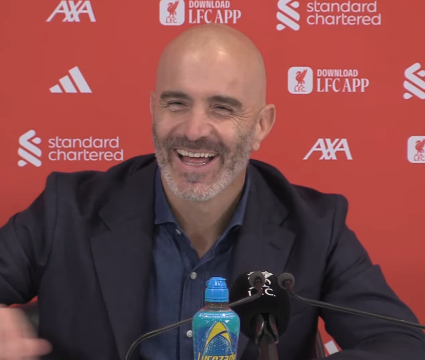 City_Xtra's tweet photo. Enzo Maresca: "Ferran [Soriano] was here, Hugo [Viana] was here, don't forget Harry [#ManCity press officer] was here, also!

"We were all together! I think for the importance of the game, Liverpool away, Anfield away, it's also a good idea from the club to be all together. The togetherness, that in this moment, we need..."