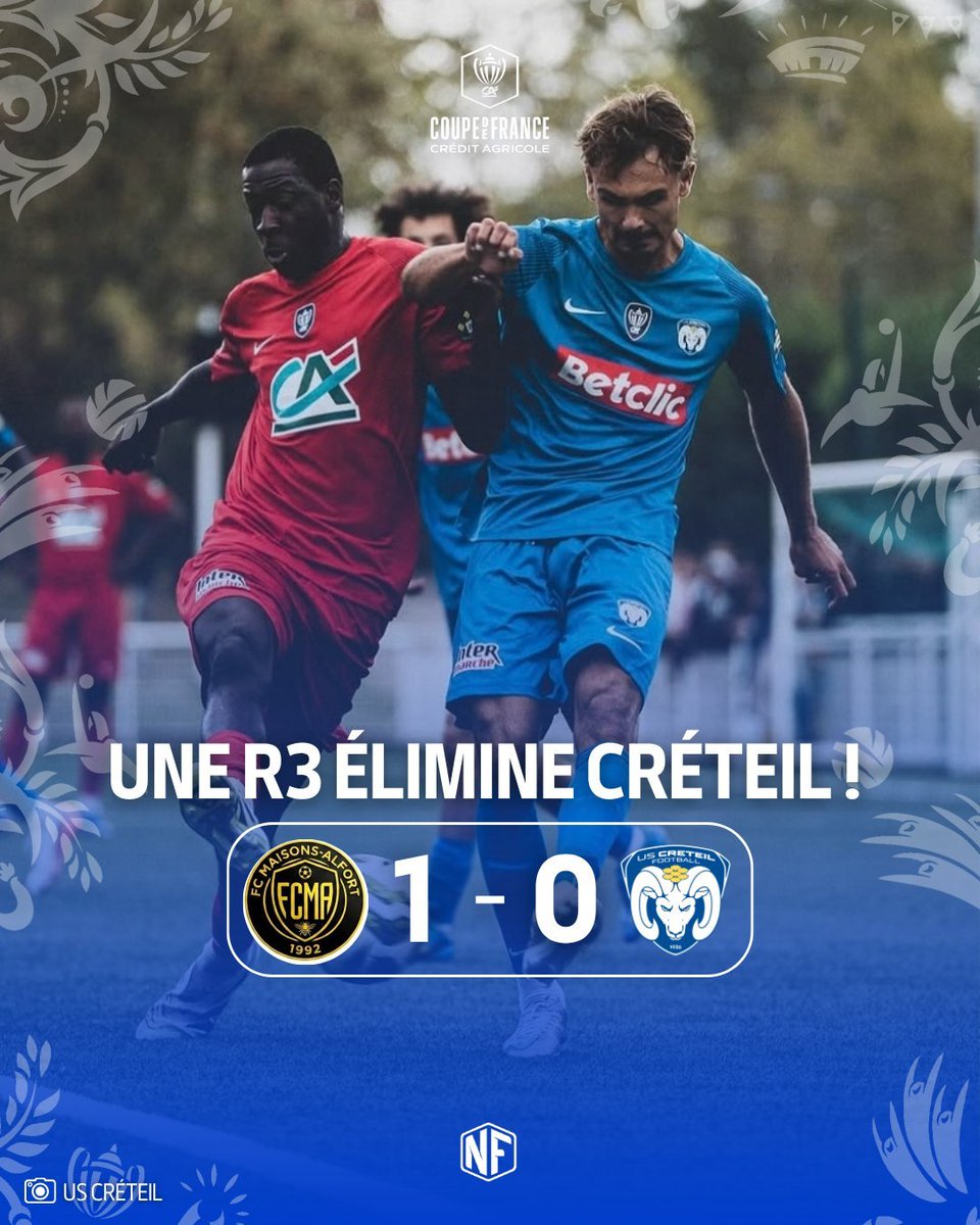 lnstantFoot's tweet photo. 🚨 DINGUERIE EN COUPE DE FRANCE : MAISONS-ALFORT (R3) ÉLIMINE CRÉTEIL (N1) 🤯🇫🇷

Le club de Régional 3 a réussi à tenir le score malgré une domination de leur adversaire : 5 divisions les séparent. 😱

📸 / via @nationalfoot_ https://t.co/rXHPwrZg5c