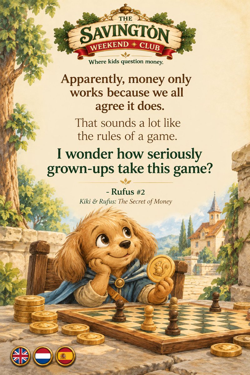 Ubelowl's tweet photo. Apparently, money only works because we all agree it does.
That sounds a lot like the rules of a game.
I wonder how seriously grown-ups take this game?
• Rufus #2
Kiki &amp; Rufus: The Secret of Money
https://t.co/NqQUgjBi2P https://t.co/d4h3MuLJwl