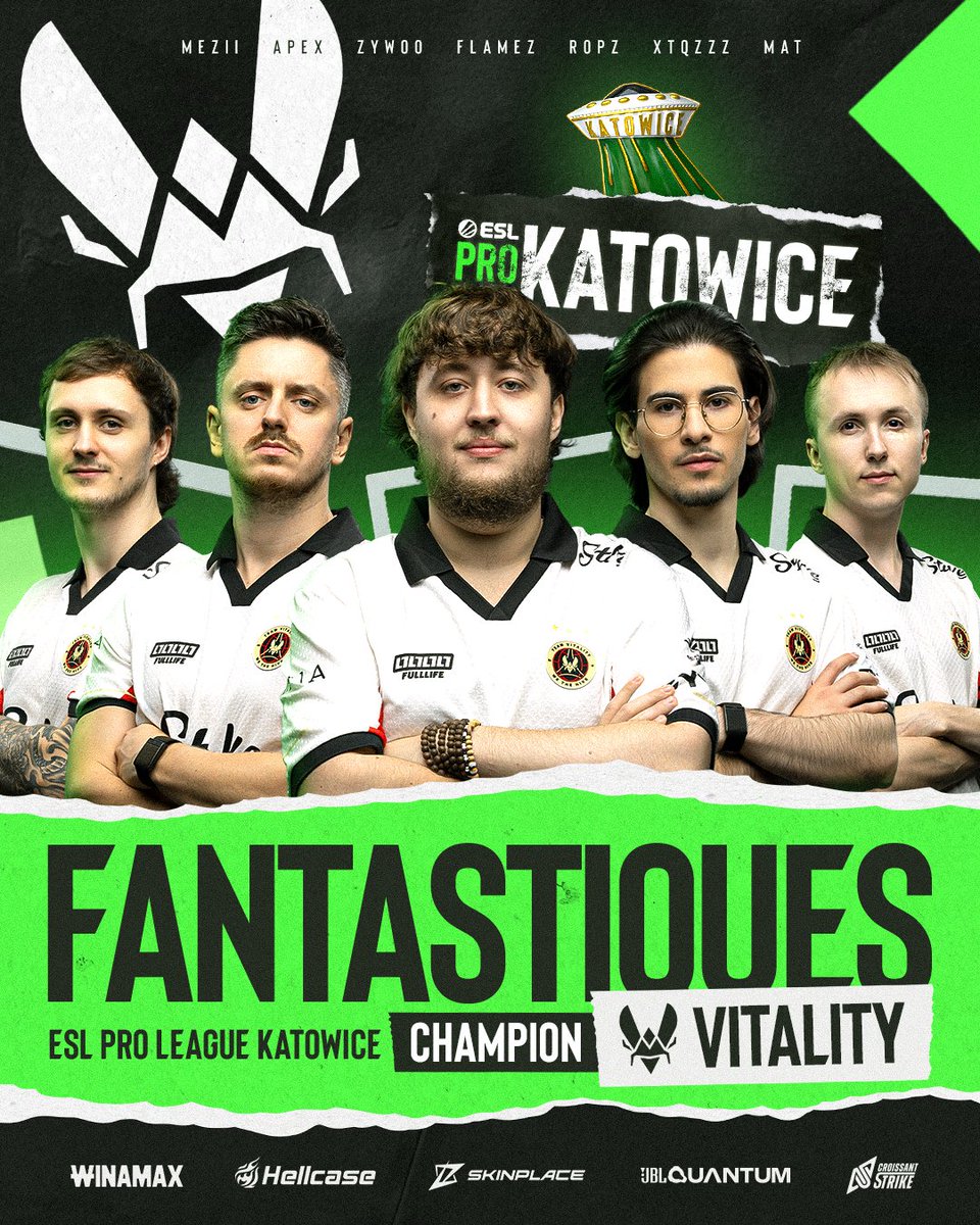 CroissantStrike's tweet photo. 🏆 LA 🇪🇺 @TEAMVITALITYCS REMPORTE L'ESL PRO LEAGUE 🇵🇱 SAISON 24🏆

🥇🇫🇷 @Vitality_apEX
🥇🇫🇷 @ZywOo
🥇🇪🇪 @ropz
🥇🇮🇱 @flameZcsgo
🥇🇬🇧 @kingmezii
🥇🇫🇷 @XTQZZZ (C)
🥇🇫🇷 @MaT_CSGO (AC)

LES ABEILLES SONT DE RETOUR AU SOMMET DE COUNTER-STRIKE ! 🏆🐝 https://t.co/p2ds504EQ5