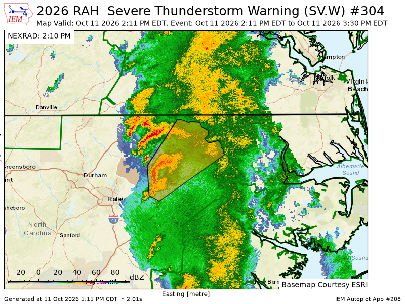 wxbrad's tweet photo. RAH issues Severe Thunderstorm Warning [tornado: POSSIBLE, wind: 60 MPH (RADAR INDICATED), hail: <.75 IN (RADAR INDICATED)] for Edgecombe, Franklin, Halifax, Nash, Warren [NC] till Oct 11, 3:30 PM EDT https://t.co/bv3jEXCFOK https://t.co/KbGnX8Lgh3