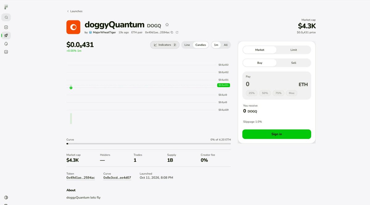 rayanemadeit's tweet photo. Tried @DiracDesk tonight: $DOGQ launched on Robinhood Chain with a custom CA, one transaction, was live on Pons instantly https://t.co/ZRrvkOUe4a