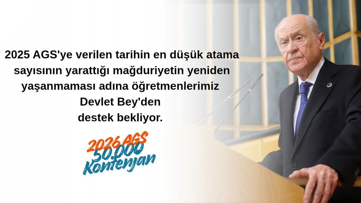 atanacakpisi's tweet photo. Sınıflarımıza kavuşmak adına Sayın Devlet Bey'den 2026 AGS'ye adil bir branş dağılımıyla 50 bin kontenjan verilmesi talebine Meclis'te ses olmasını umuyoruz. @dbdevletbahceli @MHP_Bilgi @MhpTbmmGrubu @PrfDrFilizKilic @ersoyruhi @ismailozdemirrr @ayyildirim1 #TürkmenbeyiAgs50Bin https://t.co/vsKKYnclpK