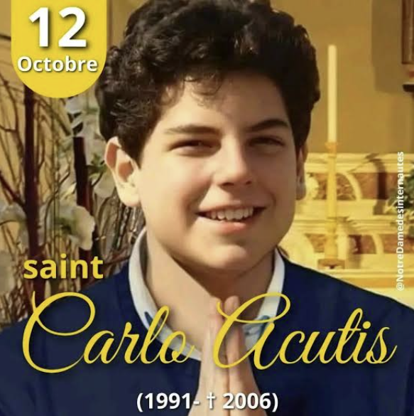 CBlaireau's tweet photo. Nous fêtons Saint Carlo Acutis laïc italien✝️2006

Vivant lui-même comme les autres jeunes, en amoureux du Christ, ce qui donne à son existence un relief particulier, y compris dans l’épreuve,  il meurt frappé par une leucémie foudroyante

#SaintDuJour -- Bonne journée https://t.co/P4jWIipxFX