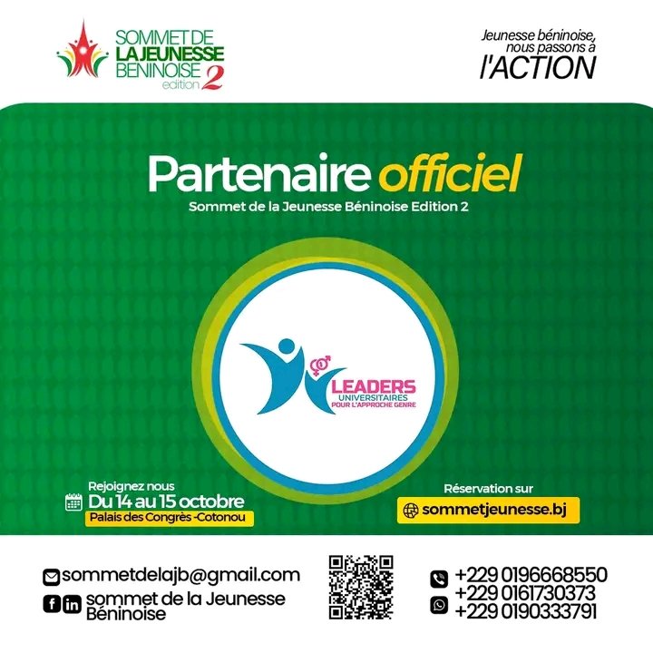 LUAG_ONG's tweet photo. En tant que partenaire officiel du Sommet de la Jeunesse Béninoise, l'outil d'inclusion sociale "Approche genre" sera à l'honneur.
#SommetJeunesse #JeunesseBeninoise #InclusionSociale #ApprocheGenre #Equité #LUAG #Benin https://t.co/IqgN1fDp8D