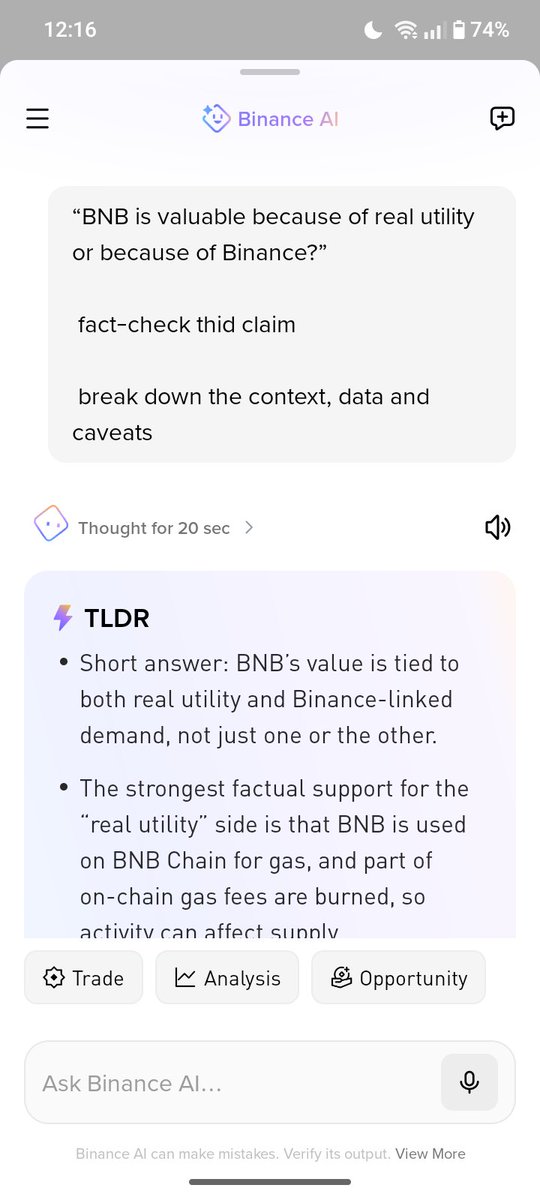 Saiyed_Islam0's tweet photo. @binance Hot take: BNB is valuable for both reasons — real utility and Binance. Saying it’s only one is lazy analysis.
 
Answer:
BNB has actual utility: it’s used for gas on BNB Chain, and parts of the ecosystem include burn mechanics that can reduce supply over time. https://t.co/bJfcdJ4XEB