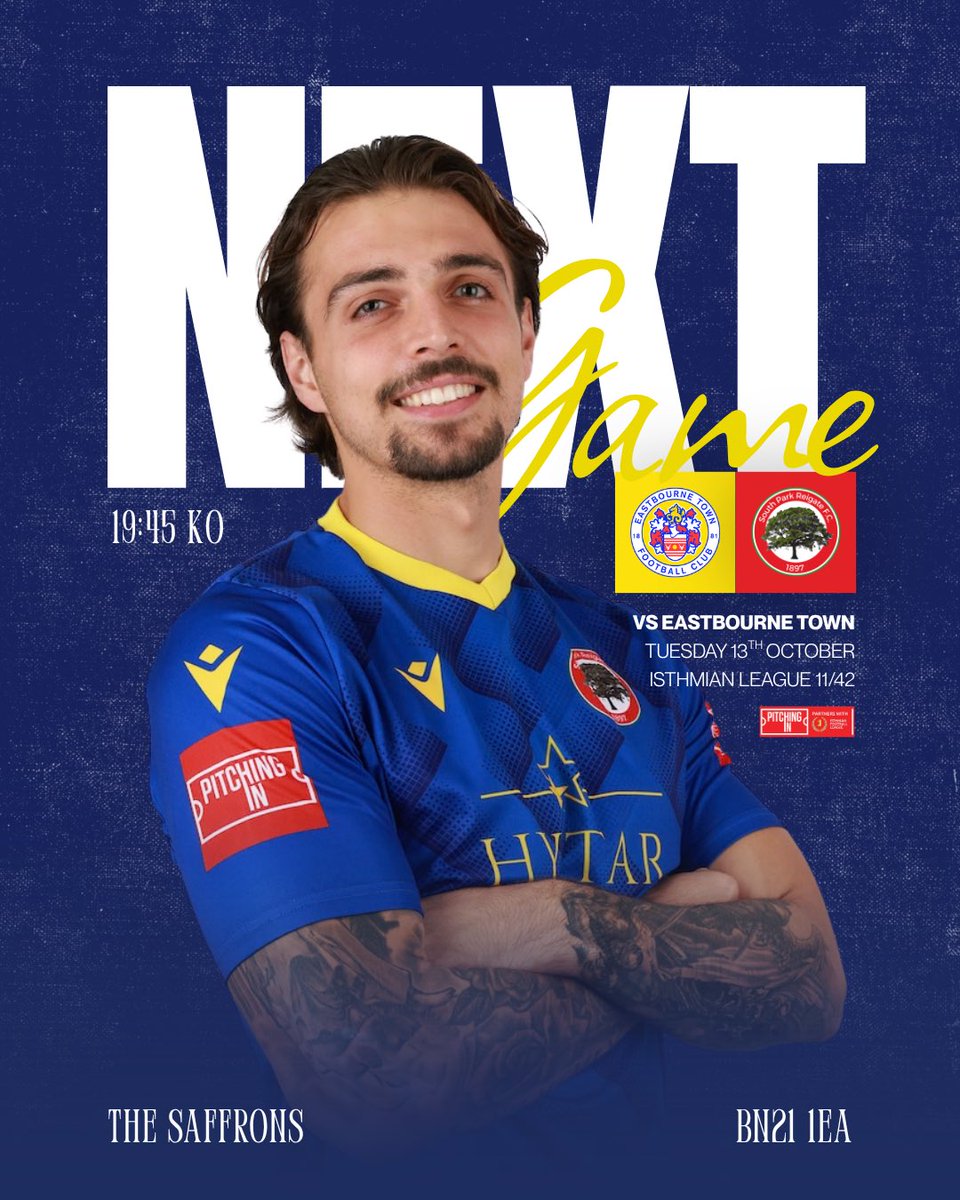 South_ParkFC's tweet photo. ⚡️| 𝗡𝗘𝗫𝗧 𝗚𝗔𝗠𝗘

From Kent to East Sussex. We head to Eastbourne Town on Tuesday evening 💪

🆚 @eastbournetfc 
📆 Tuesday 13th October
⌚️ 19:45 KO
🏟 The Saffrons | BN21 1EA
🏆 @IsthmianLeague 11/42
🍔 Refreshments
🍻 Bar open

❤️💚🌳⚡️

#upthesparks 
#wearesouthpark https://t.co/zjrtqmLxVD