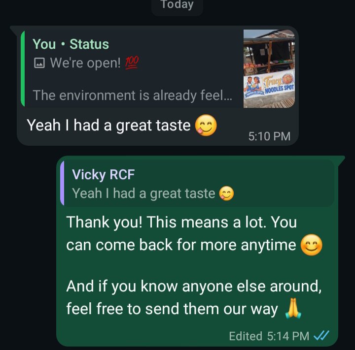 barna_bnb's tweet photo. We don't usually brag, but we have to show you some of the things people are saying about us.

"The noodles was top notch, I really enjoyed it. I felt like I even underpaid someone 🤣"

"The food too sweet oh, I taste am, I dey come keep my own"

"Omor... me and my family... we really enjoyed it" 

"Yeah I had a great taste 😊"

This is what keeps us going. 
If you're my follower here and you happen to live close, come find out what everyone's talking about.

📍 By Abiakpo Market, Ikot Osurua, Ikot Ekpene.

Walk-ins only for now. 🔥